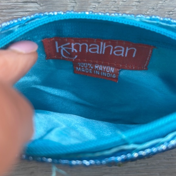 Anthropologie Sequin/Beaded Wristlet in Turquoise/Green by KC Malhan 4”x 6 1/2” - Picture 5 of 6